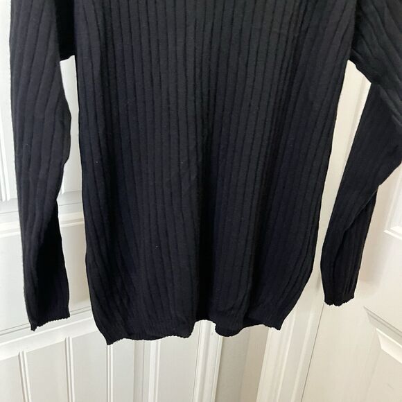 Brandini Men's Size L Crewneck Long Sleeve Ribbed Sweater 100% New Wool Black - Picture 9 of 10